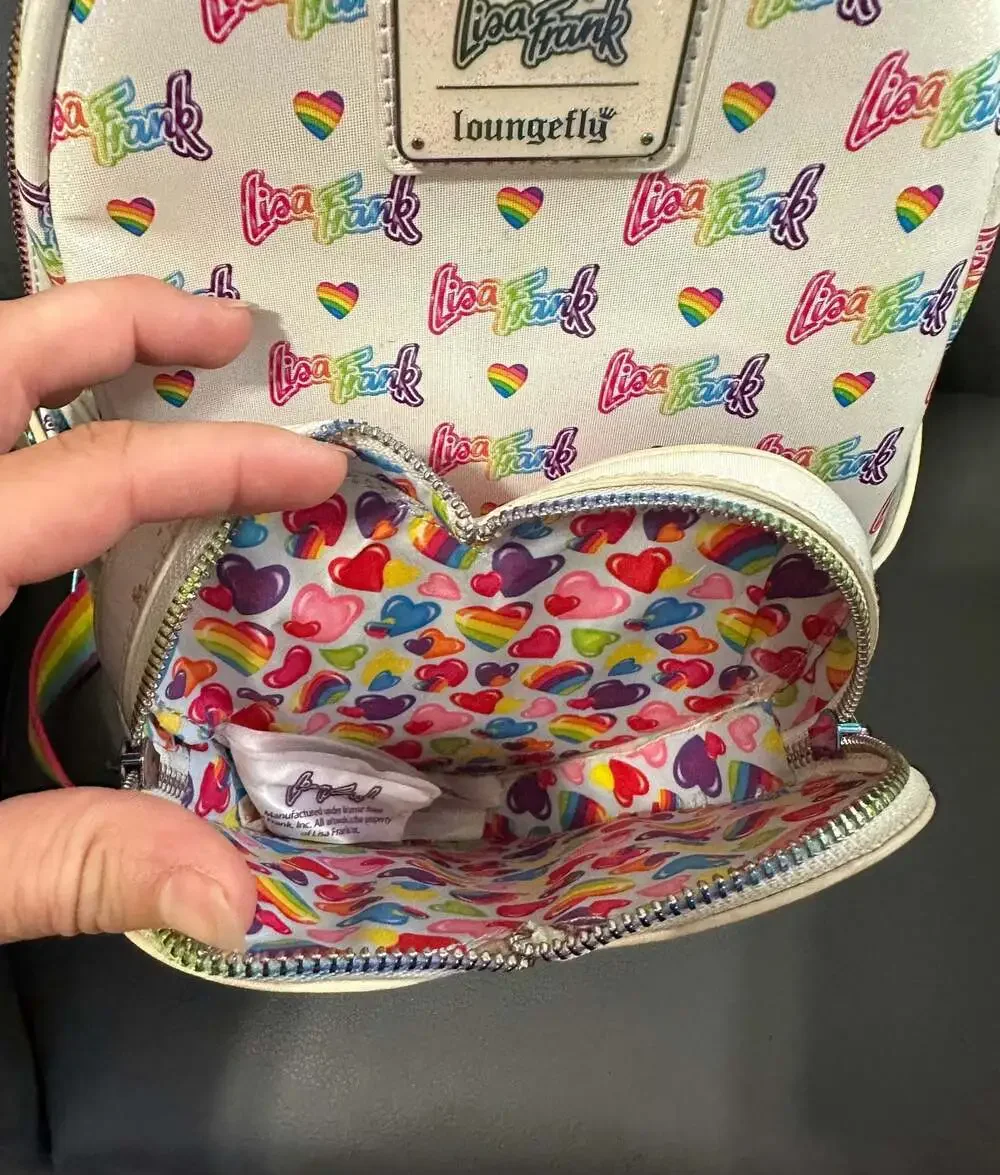 Loungefly x Lisa Frank Logo Mini Backpack w/Detachable Rainbow Heart Fanny Pack - Picture 7 of 11